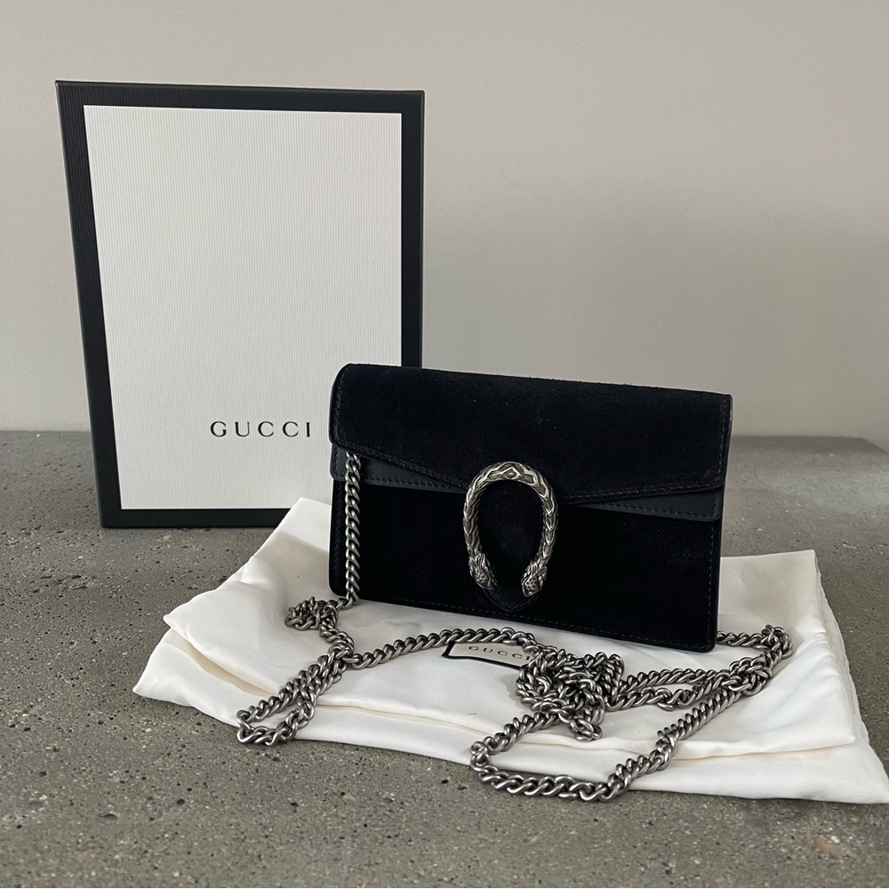 GUCCI Dionysus Suede Super Mini Bag In Black